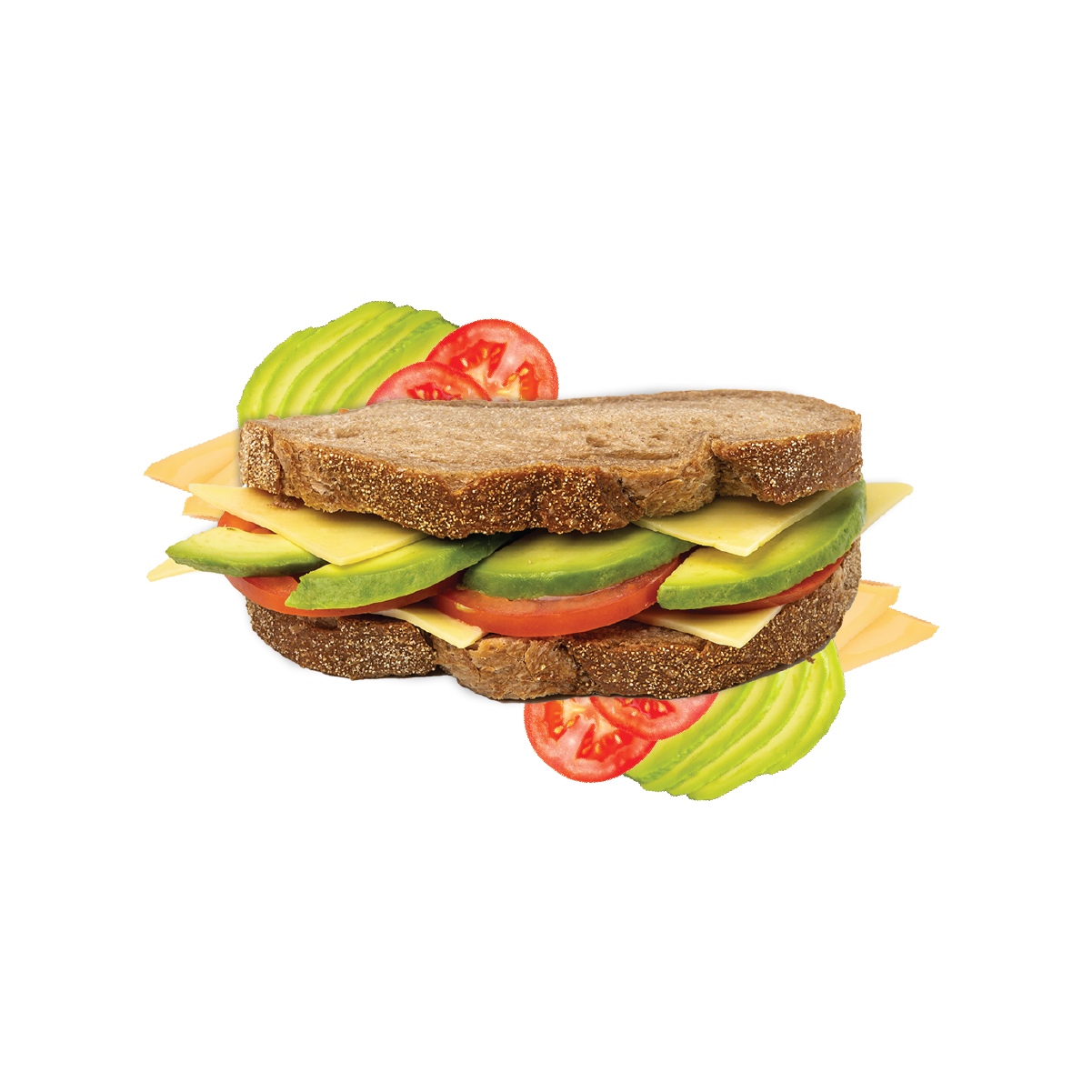 Avocado, Cheese & Tomato on Rye